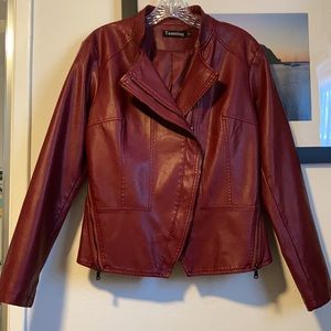 Beautiful Red faux / vegan leather moto jacket